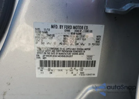 2013 Ford Edge Se из США, поврежденный, VIN 2FMDK3GC4DBB29257